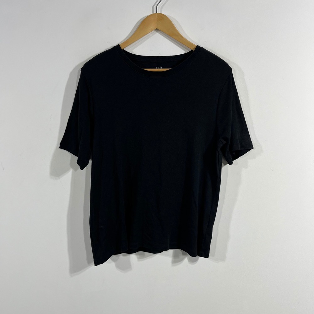 Gap Capsule Layering Crewneck T-Shirt Cotton Women XL Black Staple Parisian Chic